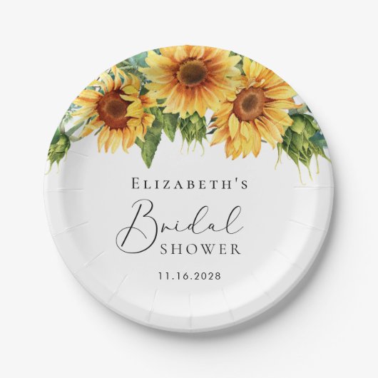 Eukalyptus-Sonnenblume Wasserfarbiges Brautparty Pappteller (Vorderseite)