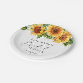 Eukalyptus-Sonnenblume Wasserfarbiges Brautparty Pappteller (Schrägansicht)