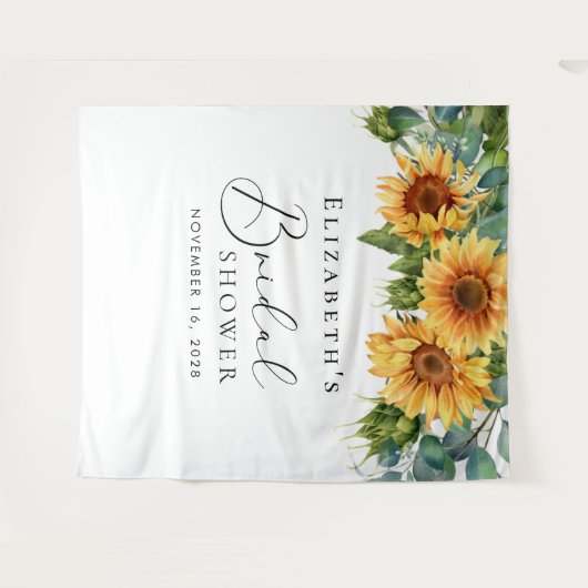 Eukalyptus-Sonnenblume Wasserfarbiges Brautparty Wandteppich (Vorderseite (Horizontal))