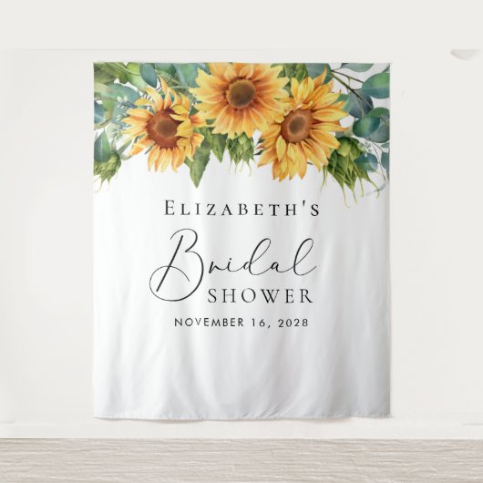 Eukalyptus-Sonnenblume Wasserfarbiges Brautparty Wandteppich (Vorderseite)