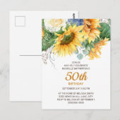 Eukalyptus-Sonnenblumen 50. Geburtstag Postkarte (Vorne/Hinten)