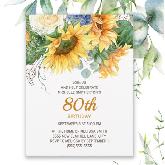 Eukalyptus-Sonnenblumen - 90. Geburtstag Postkarte