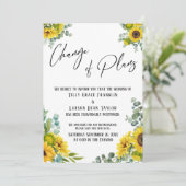 Eukalyptus Sonnenblumen Änderung der Pläne Hochzei Einladung (Stehend Vorderseite)