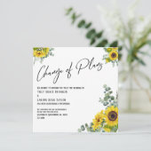 Eukalyptus Sonnenblumen Änderung der Pläne Hochzei Einladung (Stehend Vorderseite)