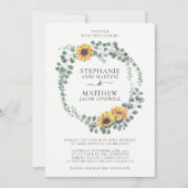 Eukalyptus-Sonnenblumen-Blätter Moderne Hochzeiten Einladung (Vorderseite)