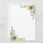 Eukalyptus-Sonnenblumen-Blätter Moderne Hochzeiten Einladung (Rückseite)