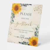 Eukalyptus Sonnenblumen Hochzeit unterzeichnen uns Sockelschild (Vorderseite)