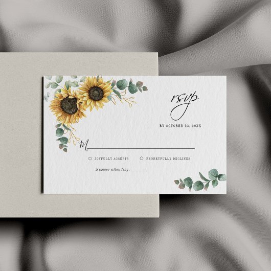 Eukalyptus Sonnenblumen-RSVP-Karte Mitteilungskarte