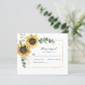 Eukalyptus-Sonnenblumen-Umschließungskarte RSVP (Stehend Vorderseite)