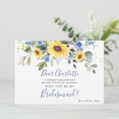Eukalyptus-Sonnenblumen werden Sie meine Bridesmai Einladung (Stehend Vorderseite)