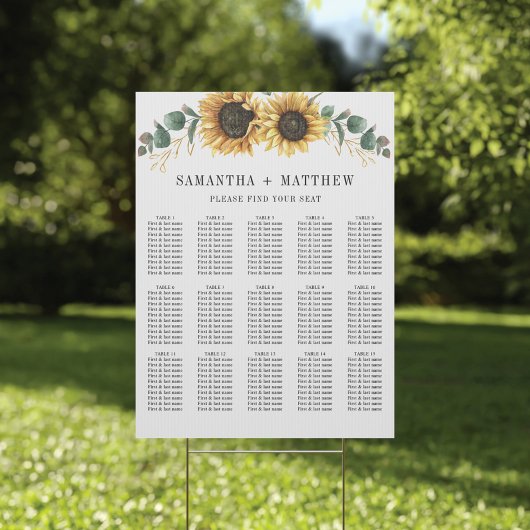 Eukalyptus Sonnenblumenblume Hochzeitstabelle Poster