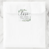 Eukalyptus Spread-Liebe Nicht Germs Hand Sanitizer Quadratischer Aufkleber (Tasche)