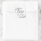 Eukalyptus Spread-Liebe Nicht Germs Hand Sanitizer Quadratischer Aufkleber (Tasche)