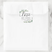 Eukalyptus Spread-Liebe nicht Germs Hand Sanitizer Quadratischer Aufkleber (Tasche)