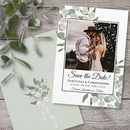 Eukalyptus Square Foto Wedding Save The Date