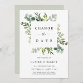 Eukalyptus Square Wreath Ändern Sie das Datum Hoch Einladung (Vorne/Hinten)