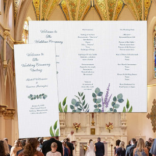 Eukalyptus-Stämme gefaltetes Hochzeitsprogramm 