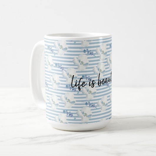 Eukalyptus-Streifen Kaffeetasse (Vorderseite Links)