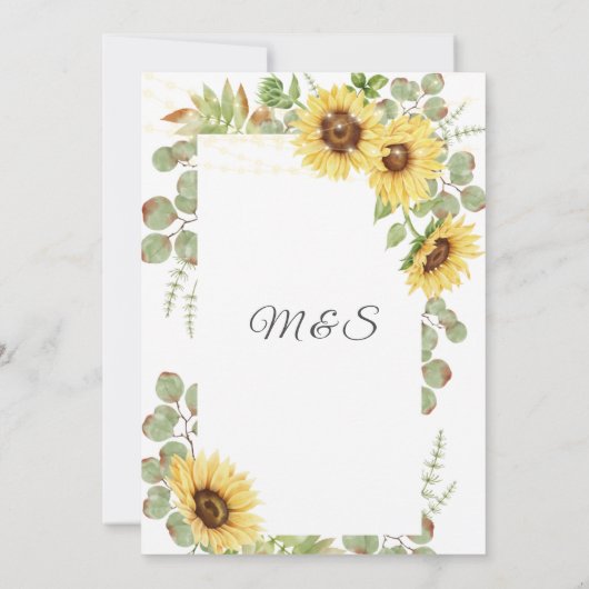 Eukalyptus string Lights Hochzeit Save The Date (Rückseite)