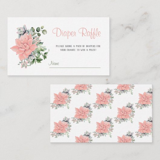 Eukalyptus Succulent Greenery Diaper Raffle Game Begleitkarte (Vorne/Hinten)