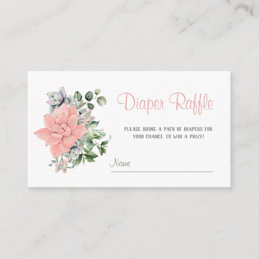 Eukalyptus Succulent Greenery Diaper Raffle Game Begleitkarte (Vorderseite)