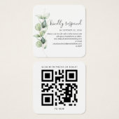 Eukalyptus succulent QR Code Wedding RSVP Card (Vorne & Hinten)