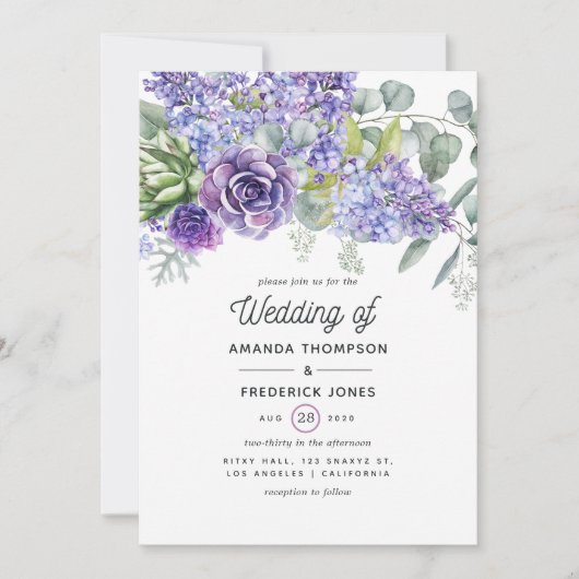 Eukalyptus succulents Wedding Einladung (Vorderseite)