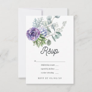 Eukalyptus succulents Wedding RSVP Karte