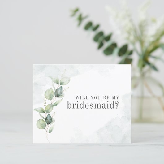 Eukalyptus succuly Budget be My Bridesmaid Card (Stehend Vorderseite)