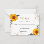 Eukalyptus sunbluwers Glitzer Hochzeit RSVP Karte (Vorderseite)