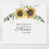 Eukalyptus Sunflower Bloral Script-Brautparty Schaumweinetikett (Einzelnes Label)