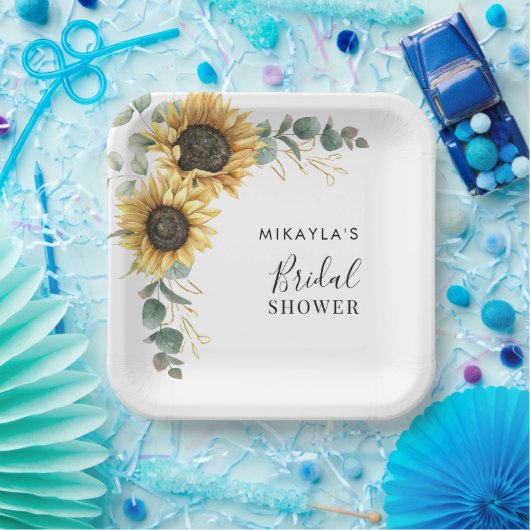 Eukalyptus Sunflower Blume Brautparty Pappteller (Party)