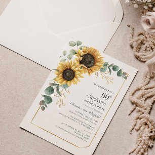 Eukalyptus Sunflower Blumenschrift 60. Geburtstag Einladung