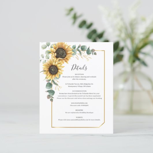Eukalyptus Sunflower Blumenzettel (Stehend Vorderseite)