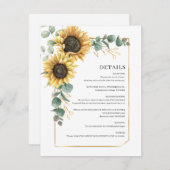 Eukalyptus Sunflower Botanische Hochzeiten Details Begleitkarte (Vorne/Hinten)