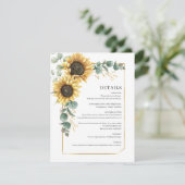 Eukalyptus Sunflower Botanische Hochzeiten Details Begleitkarte (Stehend Vorderseite)
