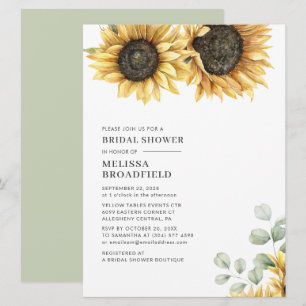 Eukalyptus Sunflower Botanisches Brautparty Einladung