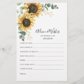 Eukalyptus Sunflower Brautparty Admin Card Briefpapier (Vorderseite)