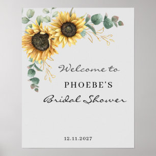 Eukalyptus Sunflower Brautparty Willkommen Poster