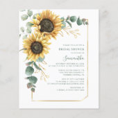 Eukalyptus Sunflower Bridal Dusche Einladung (Vorderseite)