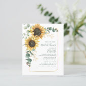 Eukalyptus Sunflower Bridal Dusche Einladung (Stehend Vorderseite)