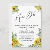 Eukalyptus Sunflower Delayed Wedding New Date Card Einladung (Vorderseite)