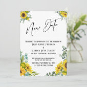 Eukalyptus Sunflower Delayed Wedding New Date Card Einladung (Stehend Vorderseite)