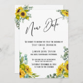 Eukalyptus Sunflower Delayed Wedding New Date Card Einladung (Vorne/Hinten)