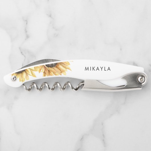 Eukalyptus Sunflower Gastgeschenk Hochzeit Kellnermesser (Rückseite)