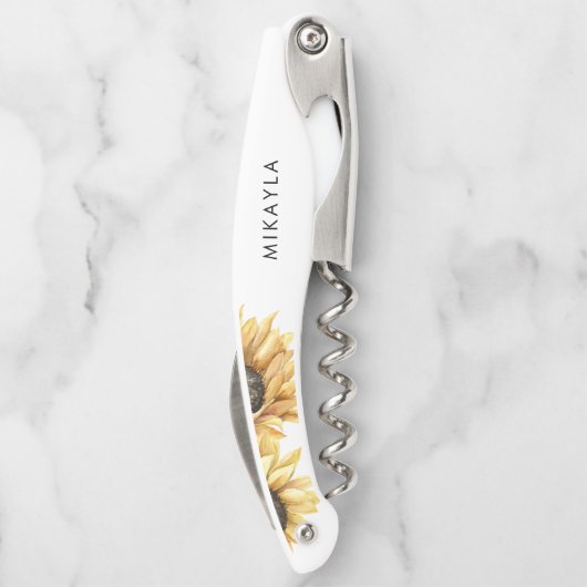 Eukalyptus Sunflower Gastgeschenk Hochzeit Kellnermesser (Rückseite)