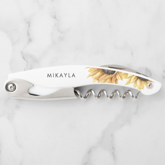 Eukalyptus Sunflower Gastgeschenk Hochzeit Kellnermesser (Vorderseite)