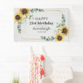 Eukalyptus Sunflower Geometric Flora zum 21. Gebur Banner (Insitu)