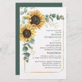 Eukalyptus Sunflower Geometric Wedding Einladung (Vorne/Hinten)