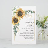 Eukalyptus Sunflower Geometric Wedding Einladung (Stehend Vorderseite)
